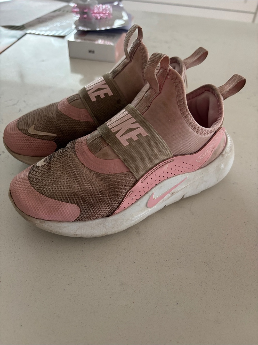 Nike Kids Pink Slip-On Sneakers with Elastic Strap